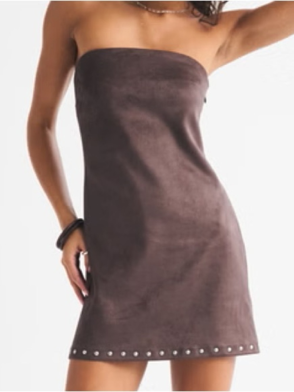 The A&F Scarlett Strapless Vegan
Suede Studded Skort medium